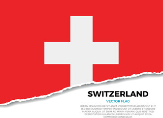 Obraz premium Flag of Switzerland. Creative Torn Paper Edge Effect on transparent background