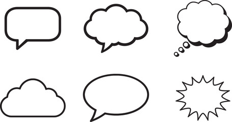 Fototapeta premium Comic Speech Bubble Outline Icons