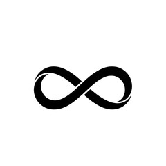 Minimal black vector infinity symbol representing continuity and endless concept.