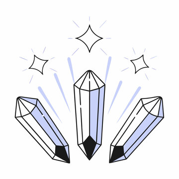 Illustration of three crystal pendulums