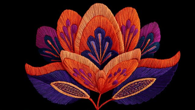 Vibrant Tenango Embroidery Floral Design with Rich Colors and Patterns