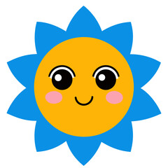 Obraz premium Cartoon sun with face
