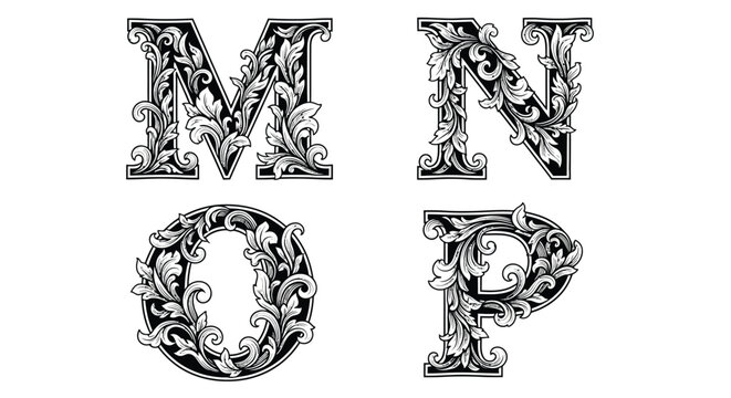 decorative letters M to P 