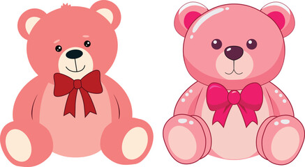 Cute Pink Teddy Bear Vector Teddy day concept.