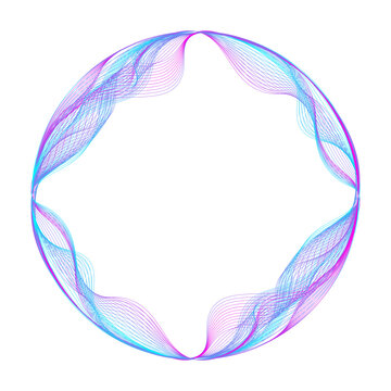Colorful abstract wave circle on white background. Music circle wave. Sound beat ripples emit waves flux. Music spectrum neon lines