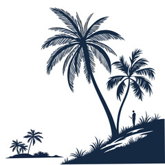 Tropical beach silhouette