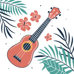 Tropical ukulele illustration