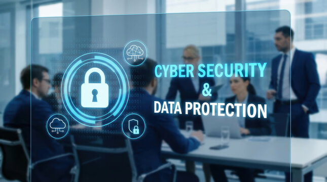 Cyber security data protection networking icons optimization project innovation privacy protect safe attack security buying concept in modern office meeting online privacy protection - Powered by Adobe