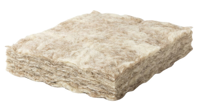 Square of Insulation Wool for Construction on White Background