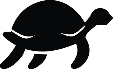 Fototapeta premium Minimalist black turtle silhouette a flat vector icon ideal for environmental themes web design or animal conservation projects