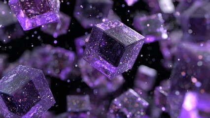Mystical Amethyst Crystals: Enchanting close-up of glittering amethyst crystals, radiating vibrant hues of purple, capturing the essence of nature's geological wonders.