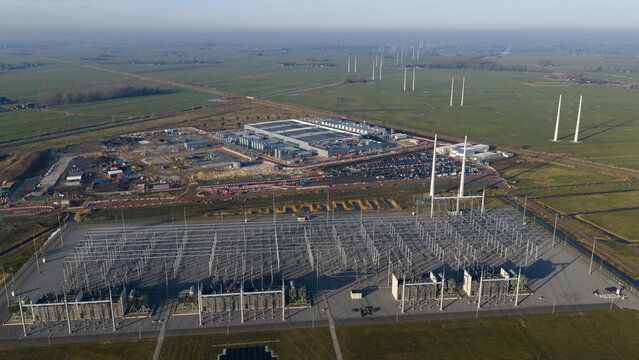 Eemshaven data center infrastructure with wind turbine foundations