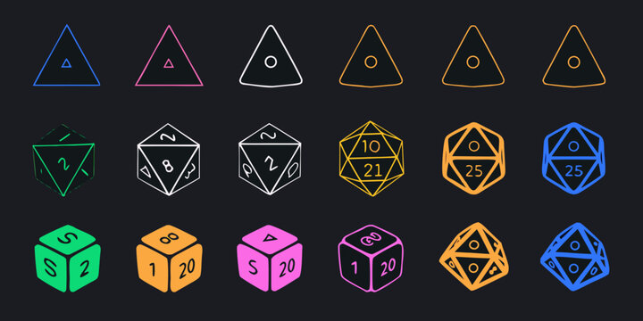 A collection of colorful polyhedral dice for tabletop role playing games
