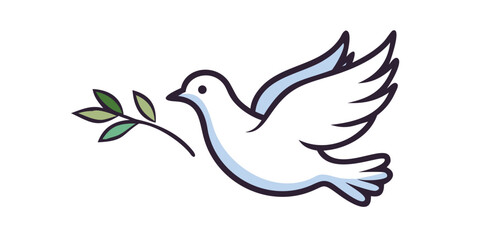 Obraz premium Flying dove with olive branch