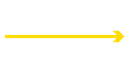 A bright yellow arrow pointing right on a white background, conveying optimism, clarity, and forward movement. Excellent for highlighting key points or progress.