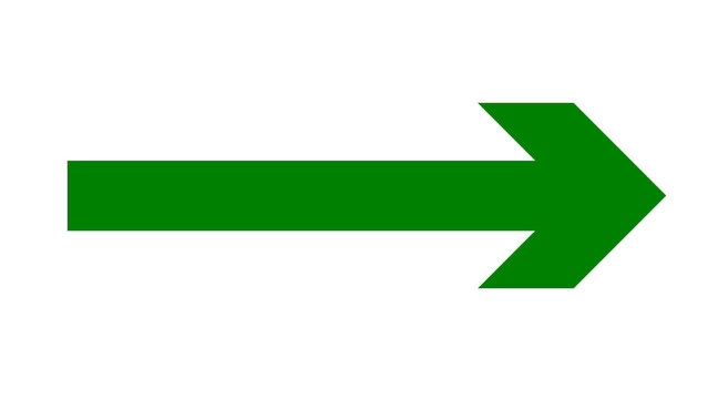 Vibrant green arrow pointing to the right on a white background, symbolizing growth, success, and positive direction. Perfect for business, finance, and eco-friendly themes.