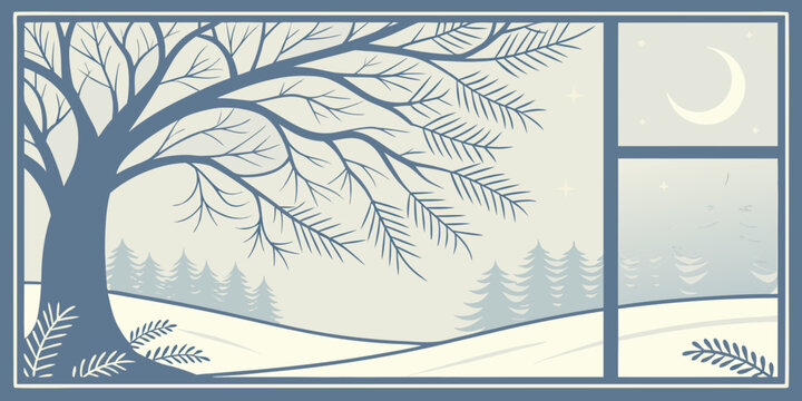 Winter night landscape