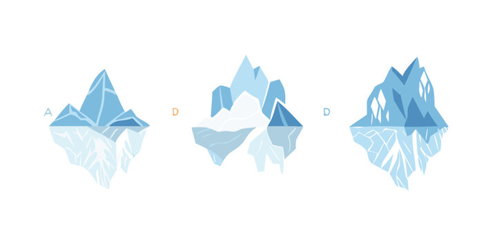 Three abstract icebergs
