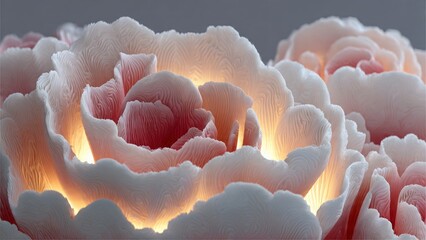 Floral Elegance: The image showcases a close-up of delicate pink flower petals, artfully arranged to capture both the intricate details and the soft glow.