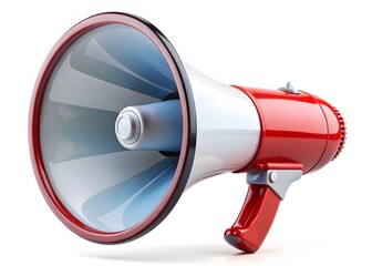 Red and silver megaphone isolated on white background