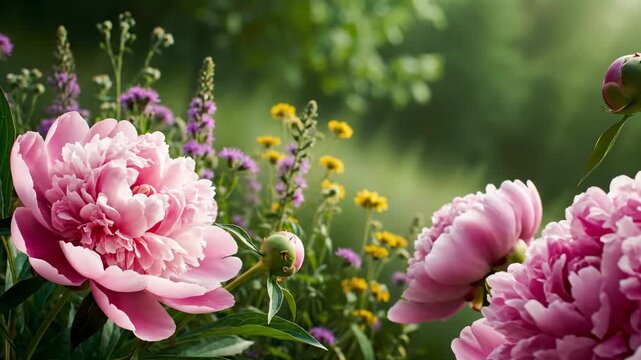 Multi-layer Floral Parallax Background with Gentle Motion and Depth-Separated Flowers and Leaves featuring Natural Color Harmony and Smooth Cinematic Movement for Seamless Looping Background Scene