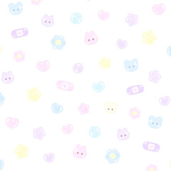 ぷっくりかわいいイラストスクエアパターン★PNG