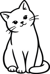 Obraz premium Cute cat line art vector, cartoon kitten outline for colouring page
