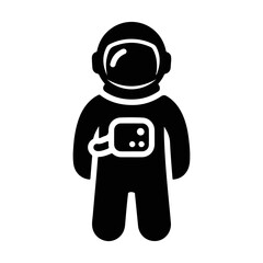 Black astronaut silhouette icon representing space exploration, science, and futuristic themes. © Ryu Store