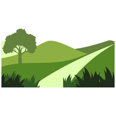 Fototapeta premium Green Hill Landscape Vector