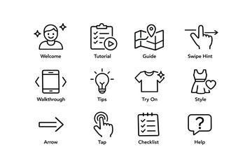 Fototapeta premium Interactive interface icons for tutorials and guides