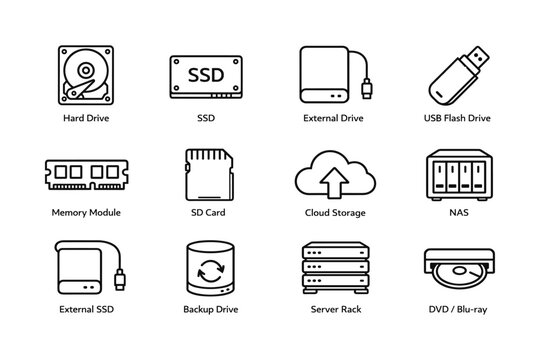 Digital storage devices: hard drive, ssd, usb, cloud, nas, and more