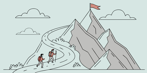 Hikers on a mountain path