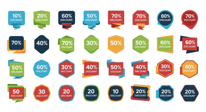 Vector Set of Modern Sales Promotion Badges and Price Offer Labels for Digital Marketing