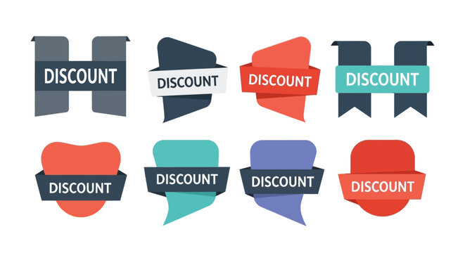Dynamic Collection of Colorful Discount Promotion Badges and Sale Banners