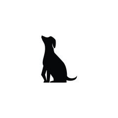 Black Canine silhouette rendered in a clean minimalist vector style, isolated on a white background. Simple graphic shape suitable for logos, icons, branding, prints, and design templates.