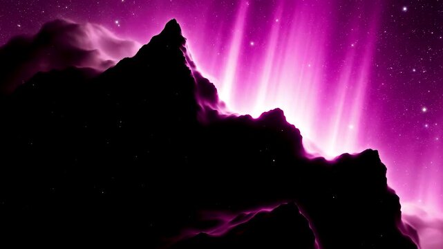 High-contrast 8K cosmic shot of a dark nebula silhouetted against glowing magenta hydrogen clouds with sharp edges and deep space detail
