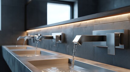 Obraz premium Modern faucet installation in luxurious bathroom contemporary design urban setting