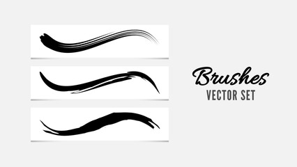 Obraz premium Abstract Black Ink Brush Strokes Vector Set