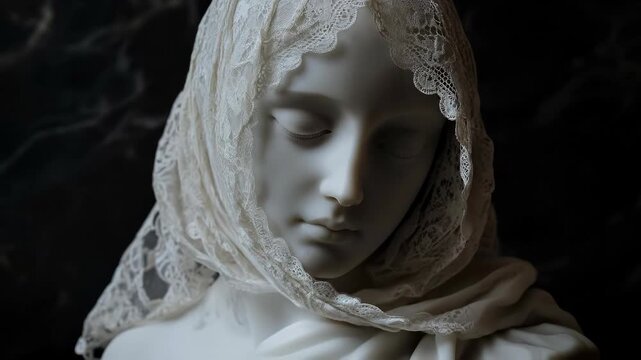 Veiled sculpture: marble figure, lost technology, hidden knowledge, ancient craftsmanship, artisan mystery, civilization secret, masterful artistry, historical enigma, intricate stonework, marvel.