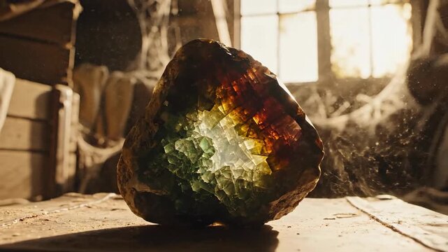 Andalusite Gemstone Showing Pleochroism in Dusty Attic Sunlight