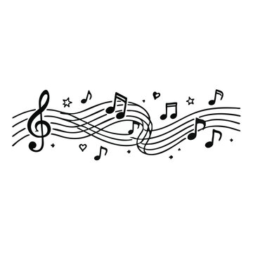 Musical notes flowing in a wave pattern