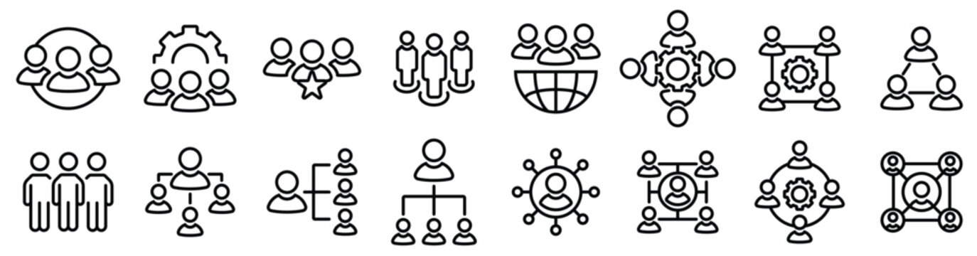 Technical support and development team vector icon set