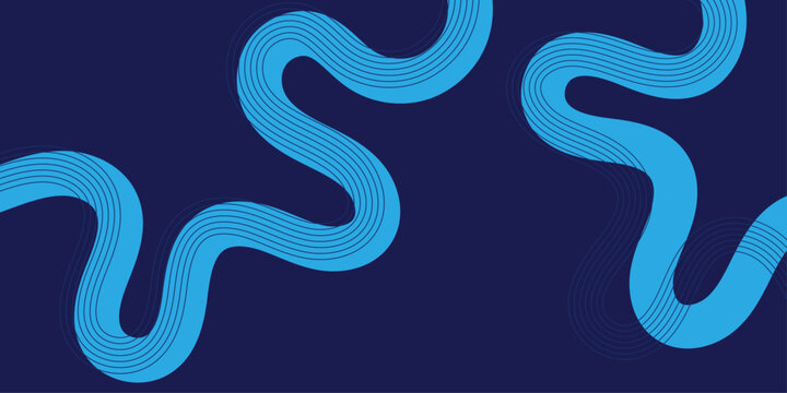 Abstract digital technology background with vibrant blue parallel flowing lines creating a dynamic liquid wave pattern on a dark navy blue background