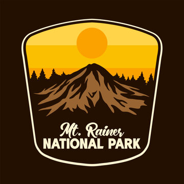 VIEW OF MT. RAINER NATIONAL PARK BADGE VECTOR LOGO