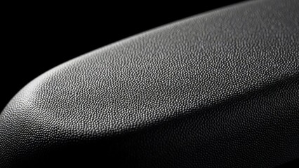 Close-up of a black leather surface with a curved edge.