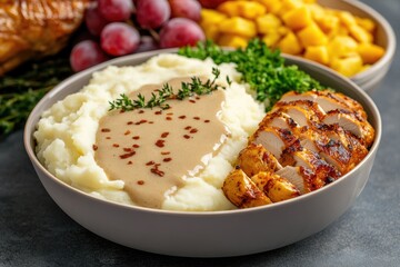 Festive family dinner with all the traditional Thanksgiving favorites