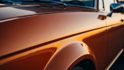 Vintage Car Fender and Hood Close-up.