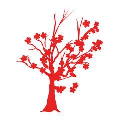 Red Flowering Tree Silhouette