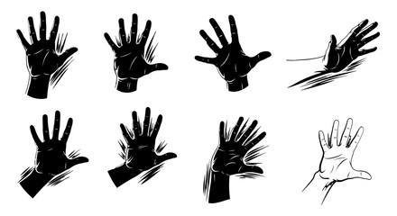 Obraz premium Collection of Hand Gestures Illustrated in Various Styles.