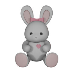 Obraz premium Cute 3D Bunny Rabbit. Lovable Character for Design and Media